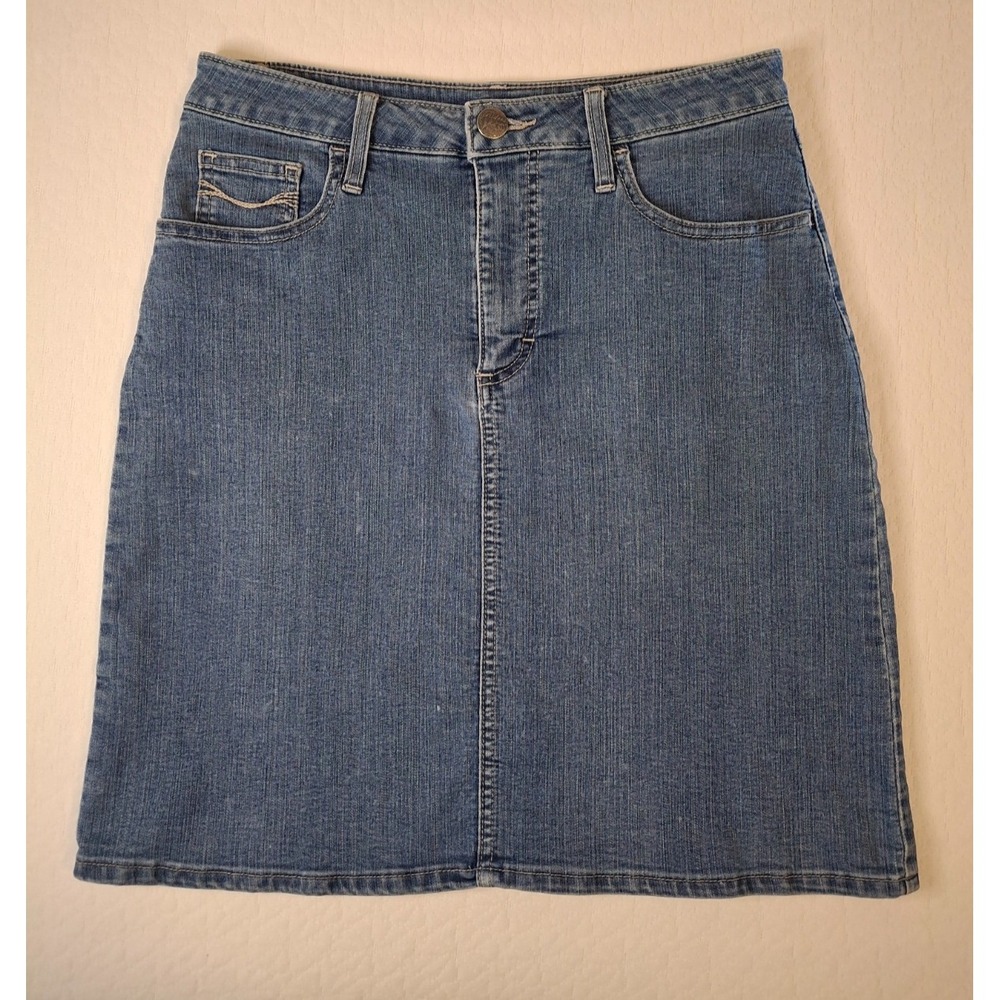 Riders by Lee Womens 6 Denim Skirt Blue Stretch Mid Rise Mini Back Slit